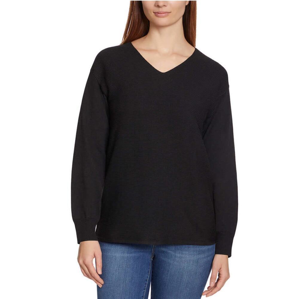 NWT Ella Moss Women's Soft Ribbed Knit V-Neck Pullover Sweater
